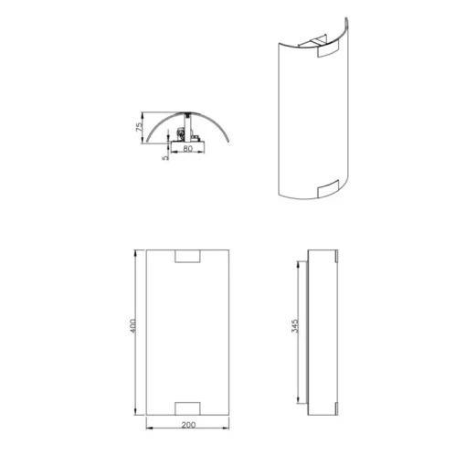Aplique de pared Pura Bronce Viejo 2XE27 40cm Alto