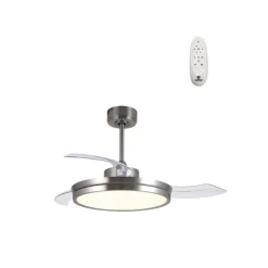 Areca níquel LED 45w 3CCT acabado níquel estilo moderno aspas plegables motor DC 106cm Ø