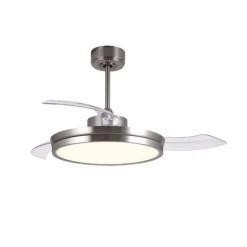Areca níquel LED 45w 3CCT acabado níquel estilo moderno aspas plegables motor DC 106cm Ø