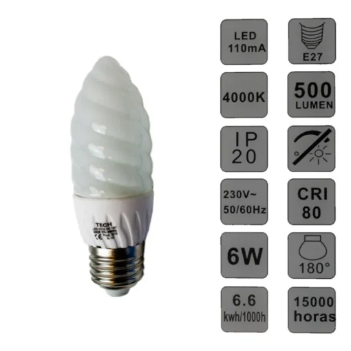 Bombilla E27 antorcha led 5w 4000k