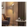Lámpara de pie Vinet con lector LED 30+6w 3CCT 3000lm acabado negro estilo moderno con mando a distancia 25cm Ø