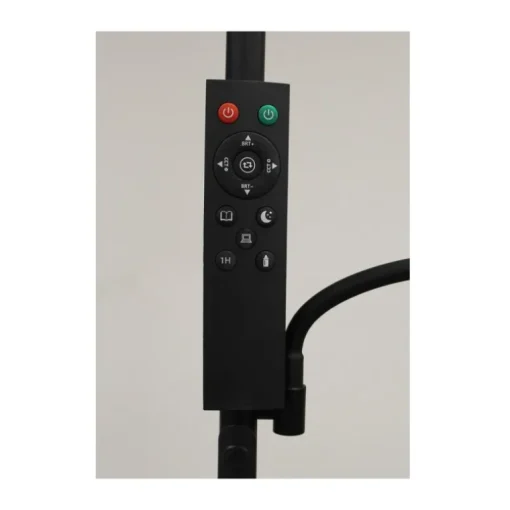Lámpara de pie Vinet con lector LED 30+6w 3CCT 3000lm acabado negro estilo moderno con mando a distancia 25cm Ø