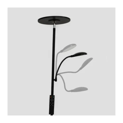Lámpara de pie Vinet con lector LED 30+6w 3CCT 3000lm acabado negro estilo moderno con mando a distancia 25cm Ø