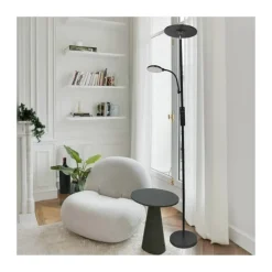 Lámpara de pie Vinet con lector LED 30+6w 3CCT 3000lm acabado negro estilo moderno con mando a distancia 25cm Ø