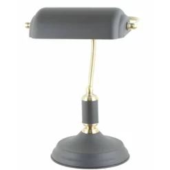 Lámpara de sobremesa Banquero negro y oro envejecido 1XE27 estilo clásico con detalles modernos