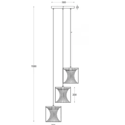 Lámpara de techo colgante Bruno 3 luces 3XE27 acabado negro estilo moderno 30cm Ø