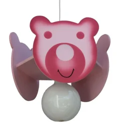 Lámpara de techo colgante 1xE27 acabado madera rosa estilo infantil 32cm Ø