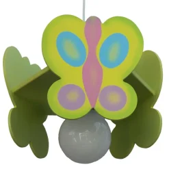 Lámpara de techo colgante Mariposa 1xE27 acabado madera pistacho estilo infantil 30cm Ø
