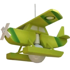 Lámpara de techo colgante Hidroavión 1xE27 acabado madera verde estilo infantil