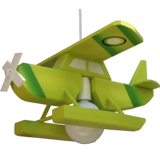 Lámpara de techo colgante Hidroavión 1xE27 acabado madera verde estilo infantil