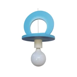Lámpara de techo colgante Chupete 1xE27 acabado madera azul estilo infantil 29cm Ø
