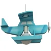 Lámpara de techo colgante Hidroavión 1xE27 acabado madera azul estilo infantil