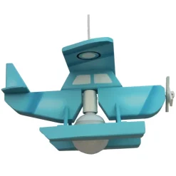 Lámpara de techo colgante Hidroavión 1xE27 acabado madera azul estilo infantil