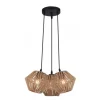 Lámpara de techo colgante Burt 3 luces 3xE27 acabado cuerda cáñamo natural estilo rústico 43cm Ø