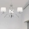 Lámpara de techo colgante Gloria 3 luces 3xE14 acabado metal cromo tejido blanco estilo clásico 55cm ØCromo