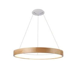 Lámpara de techo colgante Mad LED integrado 52w tonalidad 3000k acabado madera natura estilo moderno 80cm Ø