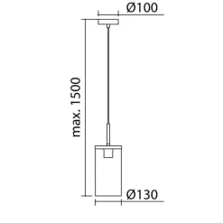 Lámpara de techo colgante Triel 1luz 1xE27 acabado negro cristal transparente estilo vintage 13cm Ø