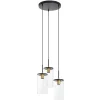 Lámpara de techo colgante Triel 3 luces 3xE27 acabado negro cristal transparente estilo vintage 30cm Ø