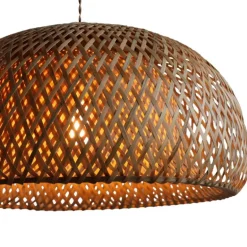 Lámpara de techo colgante Myanmar 1XE27 acabado fibra natural bambú estilo nórdico 45cm Ø