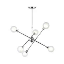 Lámpara de techo colgante Globo 6 luces 6xG9 acabado metal cromo y cristal estilo moderno 65cm Ø