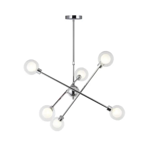 Lámpara de techo colgante Globo 6 luces 6xG9 acabado metal cromo y cristal estilo moderno 65cm Ø