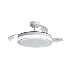 Ventilador de techo Aneto blanco LED 45w 3CCT acabado blanco estilo moderno aspas plegables motor DC 106cm Ø
