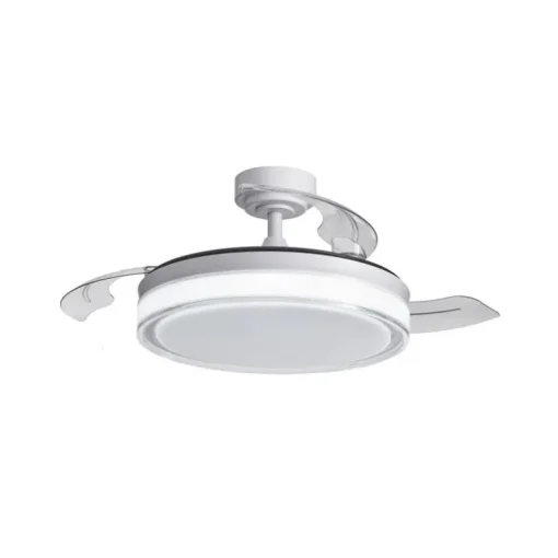 Ventilador de techo Aneto blanco LED 45w 3CCT acabado blanco estilo moderno aspas plegables motor DC 106cm Ø