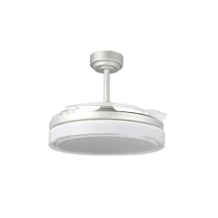 Ventilador de techo Aneto V gris LED integrado 72w 3CCT acabado gris estilo moderno aspas plegables motor DC 106cm Ø