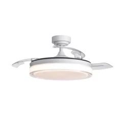 Ventilador de techo Aneto blanco LED 45w 3CCT acabado blanco estilo moderno aspas plegables motor DC 106cm Ø