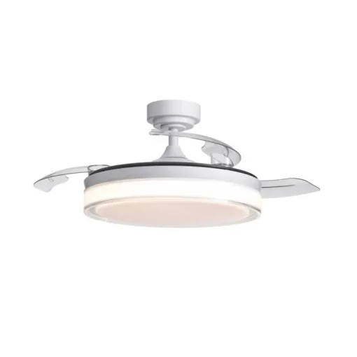 Ventilador de techo Aneto blanco LED 45w 3CCT acabado blanco estilo moderno aspas plegables motor DC 106cm Ø