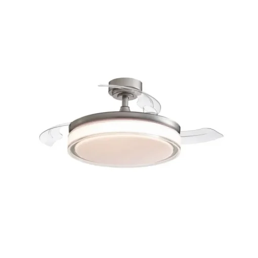 Ventilador de techo Aneto níquel LED 45w 3CCT acabado níquel estilo moderno aspas plegables motor DC 106cm Ø