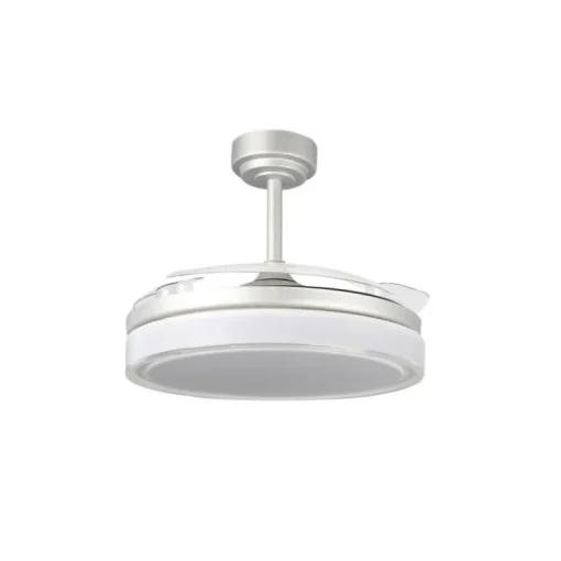 Ventilador de techo Aneto V gris LED integrado 72w 3CCT acabado gris estilo moderno aspas plegables motor DC 106cm Ø