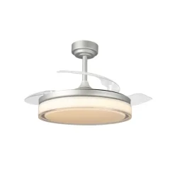 Ventilador de techo Aneto V gris LED integrado 72w 3CCT acabado gris estilo moderno aspas plegables motor DC 106cm Ø