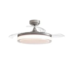 Ventilador de techo Aneto níquel LED 45w 3CCT acabado níquel estilo moderno aspas plegables motor DC 106cm Ø