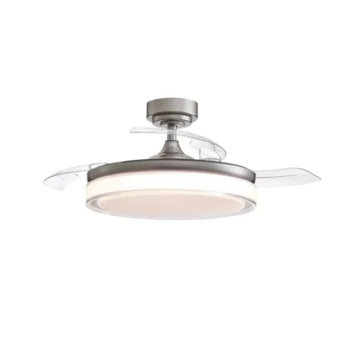 Ventilador de techo Aneto níquel LED 45w 3CCT acabado níquel estilo moderno aspas plegables motor DC 106cm Ø