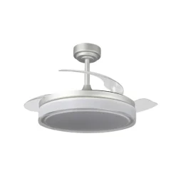 Ventilador de techo Aneto V gris LED integrado 72w 3CCT acabado gris estilo moderno aspas plegables motor DC 106cm Ø