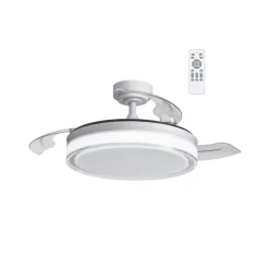 Ventilador de techo Aneto blanco LED 45w 3CCT acabado blanco estilo moderno aspas plegables motor DC 106cm Ø