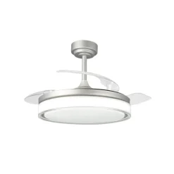 Ventilador de techo Aneto V gris LED integrado 72w 3CCT acabado gris estilo moderno aspas plegables motor DC 106cm Ø