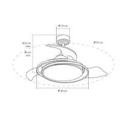 Ventilador de techo Antila Mini blanco LED 40w 3CCT acabado blanco estilo moderno aspas plegables motor DC 92cm Ø