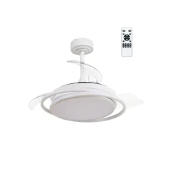 Ventilador de techo Antila Mini blanco LED 40w 3CCT acabado blanco estilo moderno aspas plegables motor DC 92cm Ø