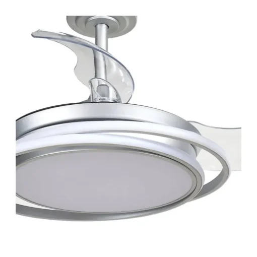 Ventilador de techo Antila Mini plata LED 40w 3CCT acabado plata estilo moderno aspas plegables motor DC 92cm Ø