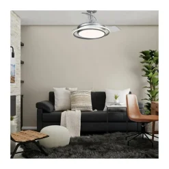 Ventilador de techo Antila Mini plata LED 40w 3CCT acabado plata estilo moderno aspas plegables motor DC 92cm Ø