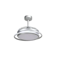 Ventilador de techo Antila Mini plata LED 40w 3CCT acabado plata estilo moderno aspas plegables motor DC 92cm Ø