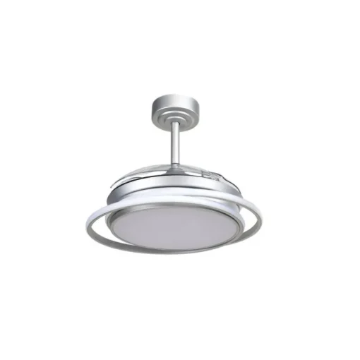 Ventilador de techo Antila Mini plata LED 40w 3CCT acabado plata estilo moderno aspas plegables motor DC 92cm Ø