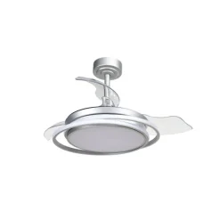 Ventilador de techo Antila Mini plata LED 40w 3CCT acabado plata estilo moderno aspas plegables motor DC 92cm Ø