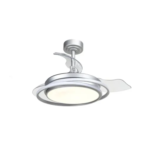 Ventilador de techo Antila Mini plata LED 40w 3CCT acabado plata estilo moderno aspas plegables motor DC 92cm Ø