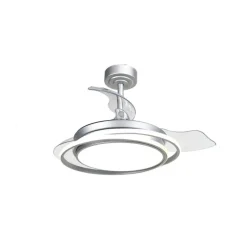 Ventilador de techo Antila Mini plata LED 40w 3CCT acabado plata estilo moderno aspas plegables motor DC 92cm Ø