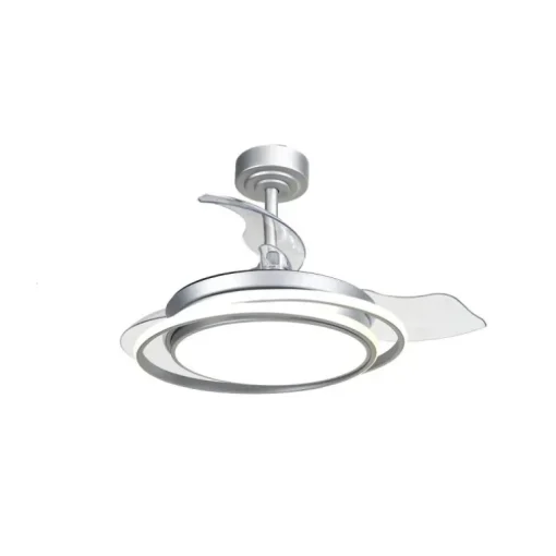 Ventilador de techo Antila Mini plata LED 40w 3CCT acabado plata estilo moderno aspas plegables motor DC 92cm Ø