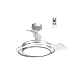 Ventilador de techo Antila Mini plata LED 40w 3CCT acabado plata estilo moderno aspas plegables motor DC 92cm Ø