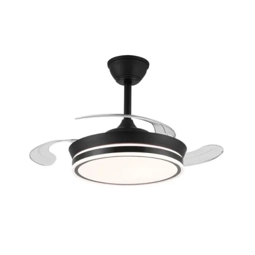 Ventilador de techo Aria Mini negro LED 39w 3CCT acabado negro estilo moderno aspas plegables motor DC 92cm Ø